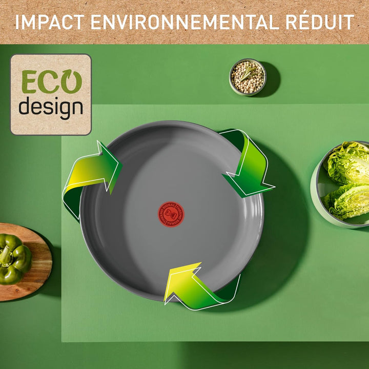 Tefal Ingenio Renew Set mit 3 Teilen, Pfanne 28 cm, Topf 18 cm, Griff, Induktion, Keramikbeschichtun