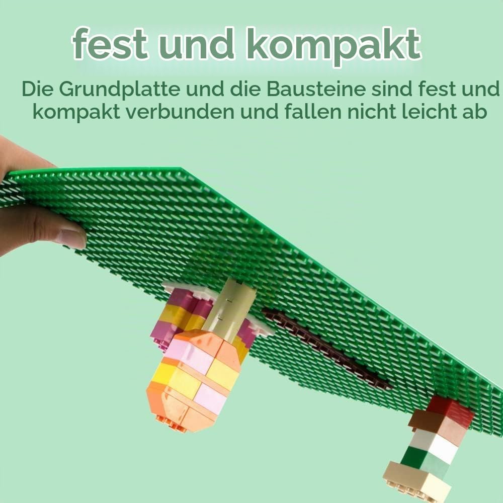 Lekebaby 16 Platten Set Bauplatte Kompatibel mit Meisten Marken, 25 * 25cm, Grüne Blaue Graue Sand G