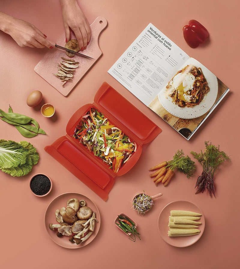 Lékué Dampfbox-Set 1,2 Personen + spanisches Rezeptbuch, 1,2 Personen