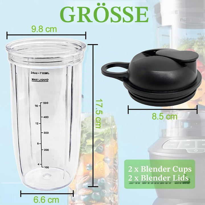 Mixer Becher und Deckel Zubehör für nutribullet Full Size Blender Combo 1200 Watt und 1000 Watt - 24