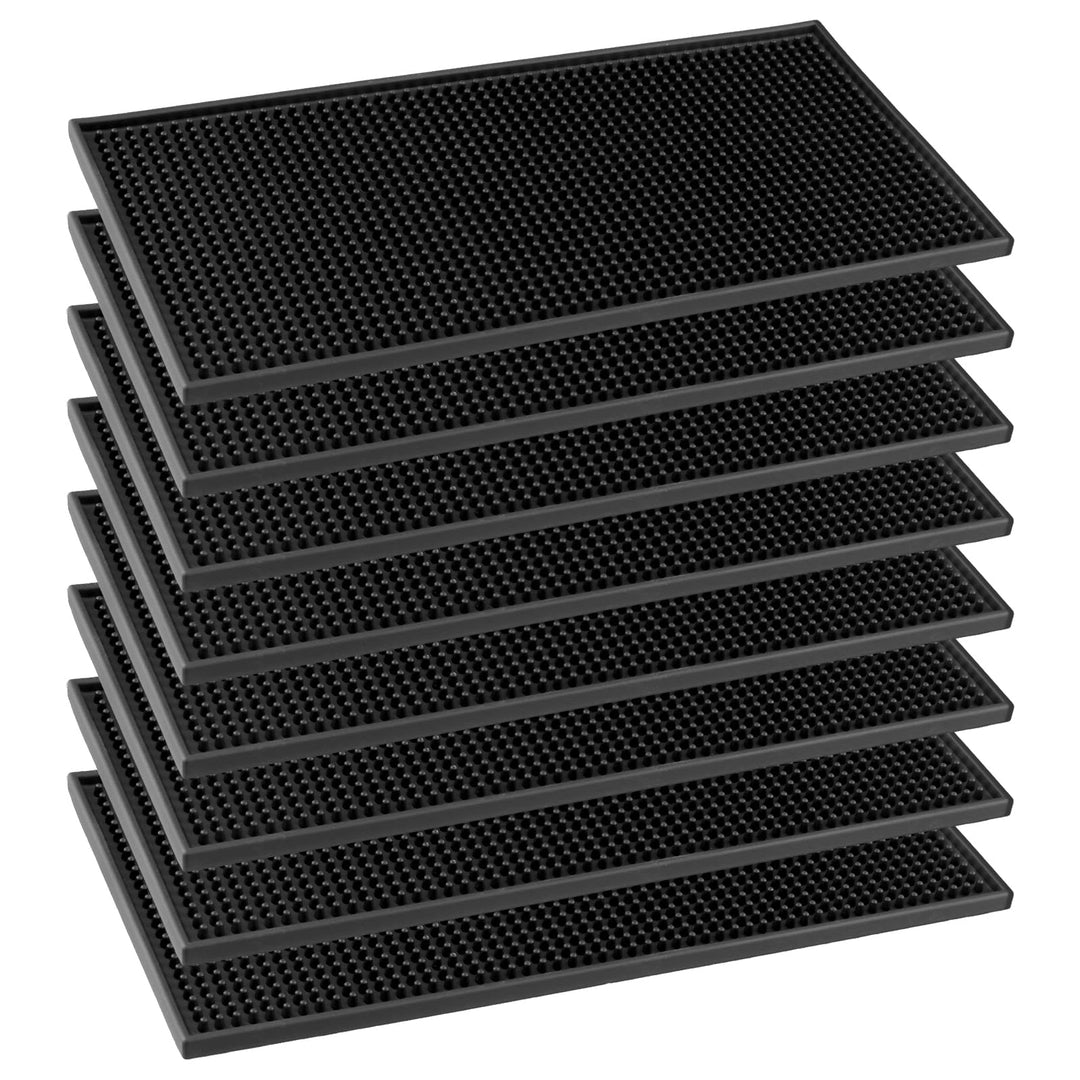 MOUYAT 8 Stück 15,2 x 30,5 cm Service-Bar-Matten, Schwarze Barmatten, PVC-Barmatten, Bar-Service-Aus