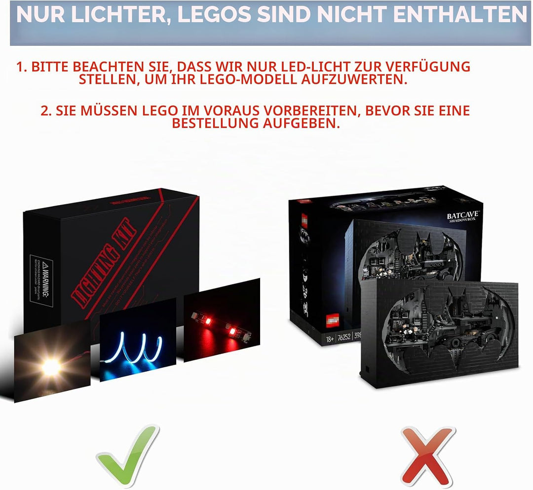 Fernbedienung Dekorationsbeleuchtungsset für Lego Batcave Shadow Box (Nicht Lego), Licht-Kit für Leg