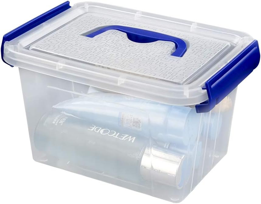 Xowine 3 L Aufbewahrungsbox aus durchsichtigem Kunststoff, Set mit 6 kleinen Verriegelungsbox-Behält