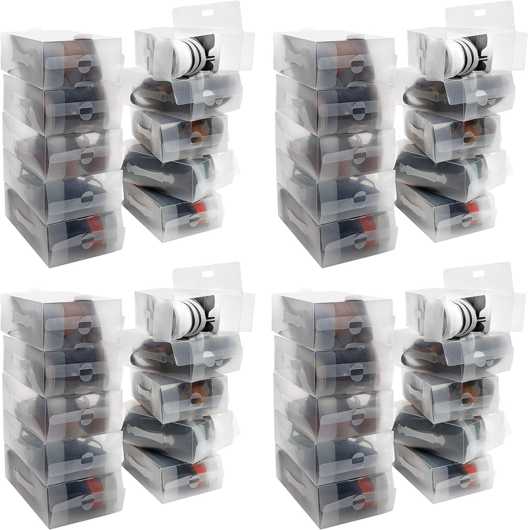 Kurtzy Schuhbox Transparent Plastik Aufbewahrungsbox Schuhe (40Stk) – Damen, Herren, Kinder Schuhbox