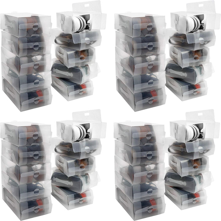 Kurtzy Schuhbox Transparent Plastik Aufbewahrungsbox Schuhe (40Stk) – Damen, Herren, Kinder Schuhbox