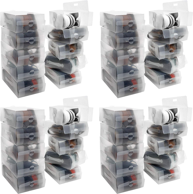 Kurtzy Schuhbox Transparent Plastik Aufbewahrungsbox Schuhe (40Stk) – Damen, Herren, Kinder Schuhbox
