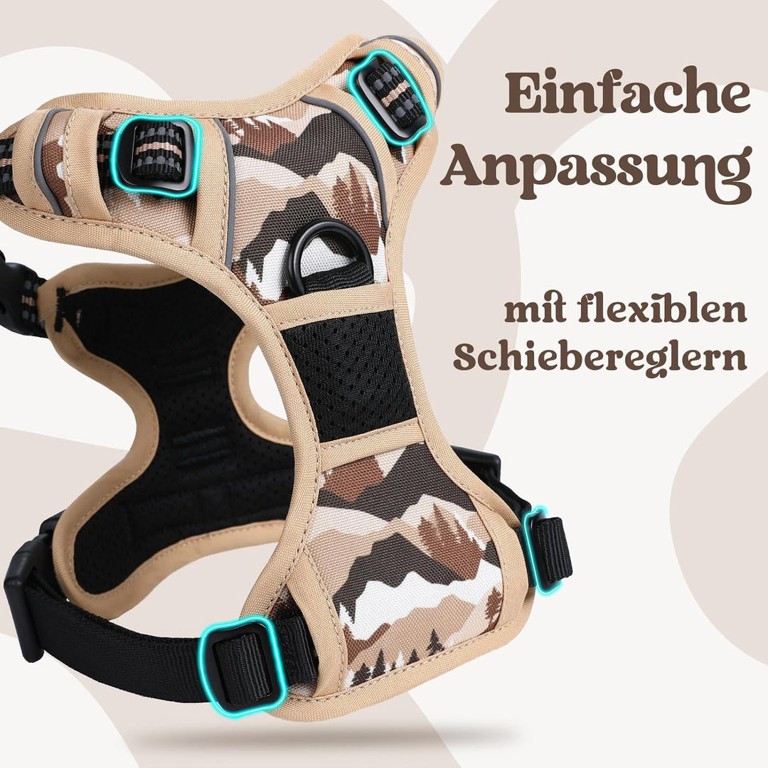 rabbitgoo Hundegeschirr Grosse Hunde Leichtes Anlegen, XL, Bergkhaki | Anti Zug, Ohne Kopfdurchzug,