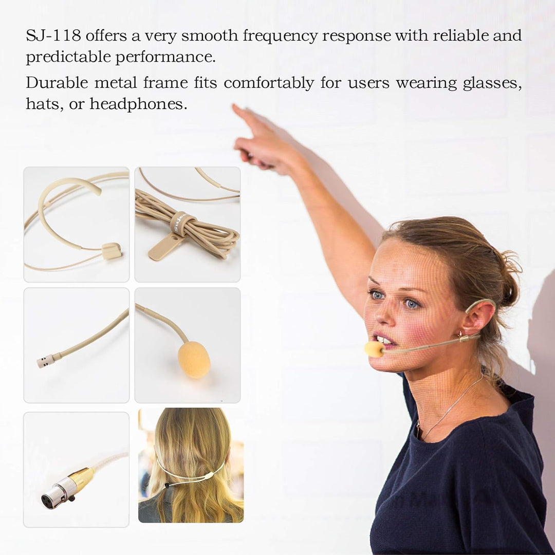 Sujeetec Headset Mikrofon Stirnband mic für AKG Samson kabellos Bodypack Transmitter Taschensender -
