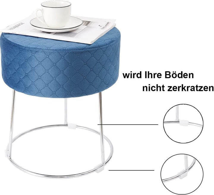 Zedelmaier Runder Velvet Hocker,Polsterhocker,Footrest Stool Ottoman,Samt Hocker bis zu 100 kg belas