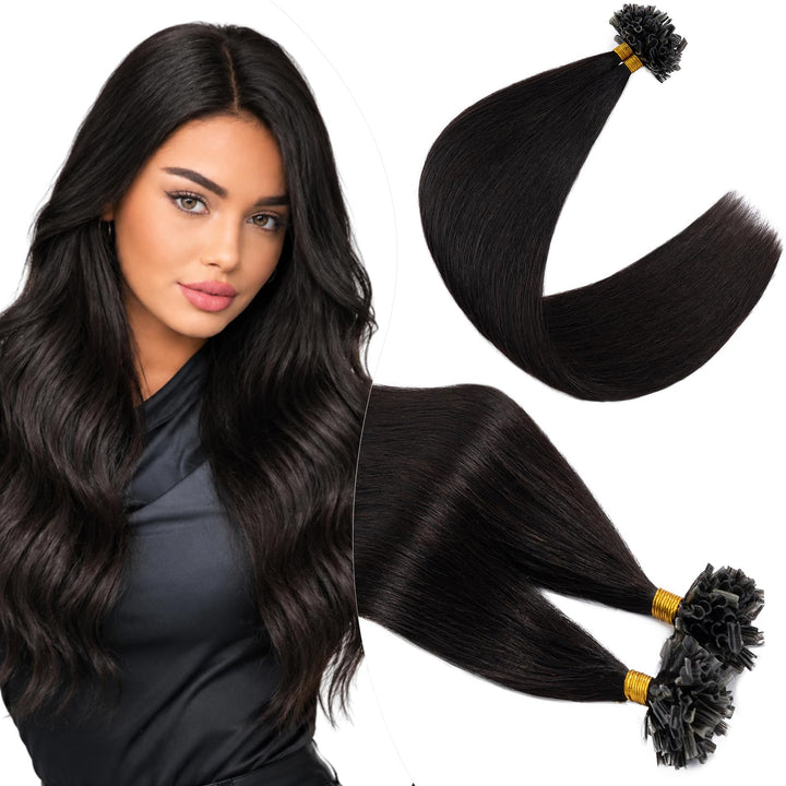 Elailite U-Tip Echthaar Bonding Extensions Keratin Haarverlängerung Haar Glatt 100 Strähnen 50g 18"/