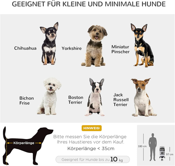 PawHut Hundewagen Hundebuggy Buggy Hunde Katzen Pet Stroller Hunde Buggy Grau grau 75L x 45B x 97H c