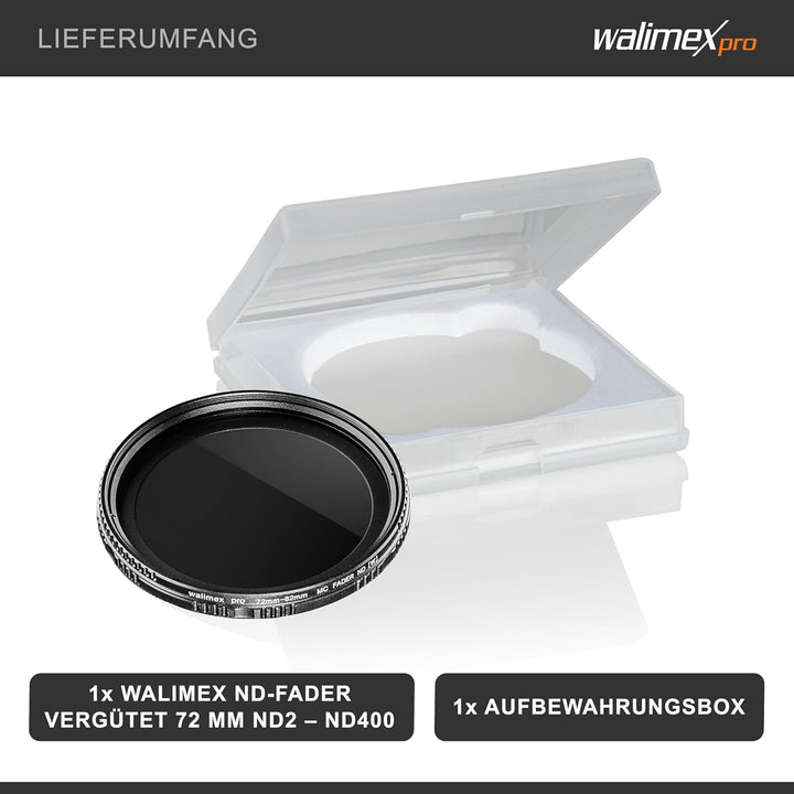 Walimex Pro ND-Fader vergütet 72 mm ND2 - ND400 72mm, 72mm