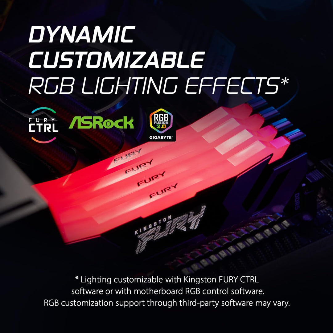 Kingston Fury Renegade Schwarz RGB 32GB 6400MT/s DDR5 CL32 DIMM Desktop Gaming Speicher (Kit mit 2 )