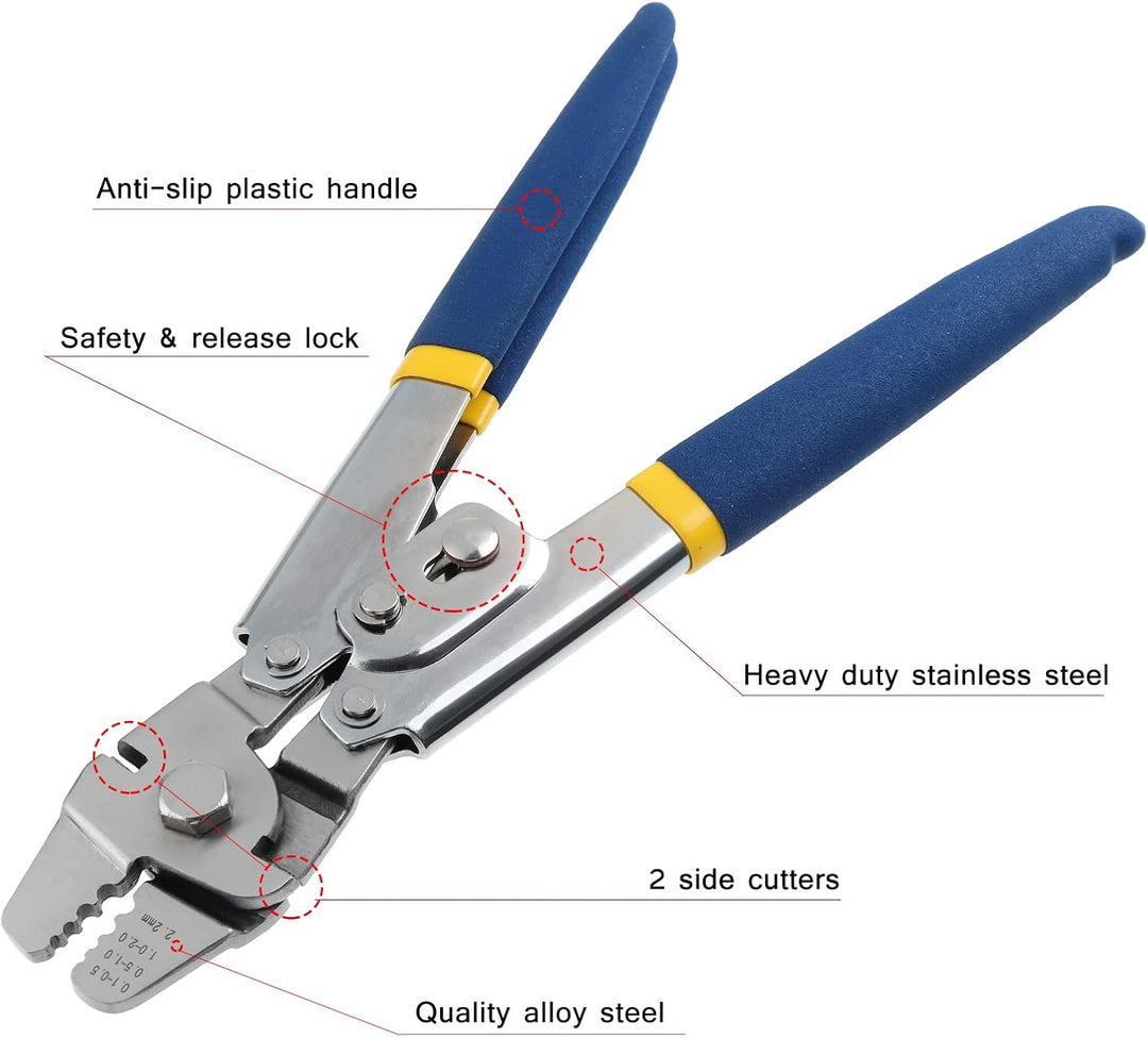 601 Stk Drahtseil Crimpwerkzeug,Draht Crimpzange zum Angeln 0.1-2.2 mm,Drahtseil Crimper Drahtschnei