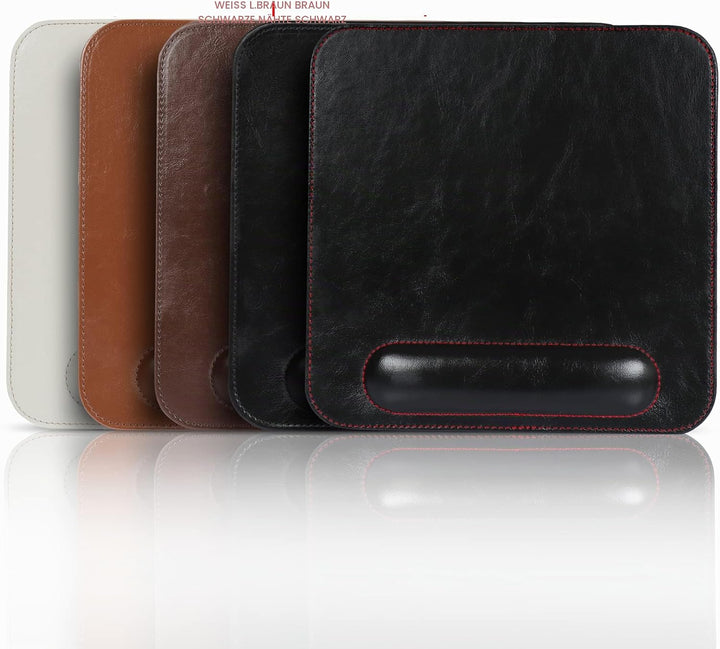 Londo Leder Mauspad mit Handgelenkauflage – Rutschfeste Unterseite, Glatte Oberfläche, Ergonomisches
