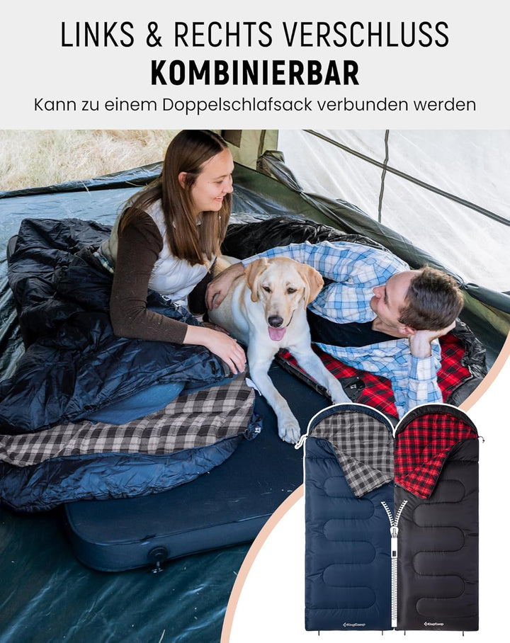 KingCamp Schlafsack für Erwachsene, Winter, Flanell, kompakt, 3-4 Jahreszeiten, Decke für Camping, R