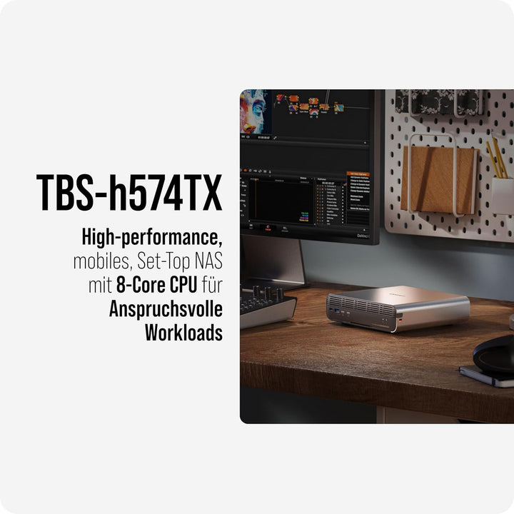 Qnap TBS-h574TX-i3-12G Thunderbolt Compact All-Flash | 5 x E1.S or M.2 SSD's, Intel Core i3-1320PE (