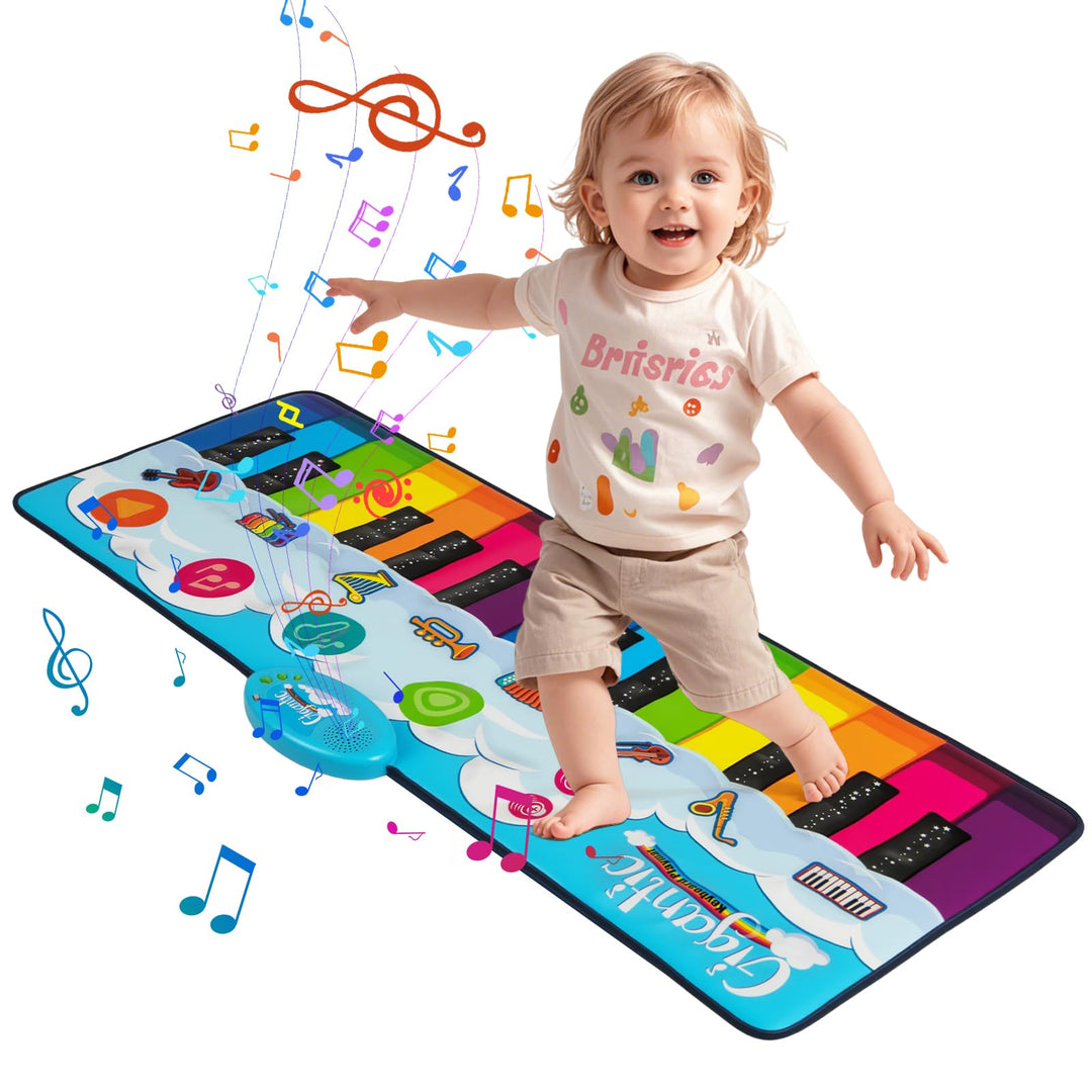 COSTWAY Musikmatte Kinder, Klaviermatte mit 8 Musikinstrumente, Keyboard Tanzmatte mit Aufnahme & Wi