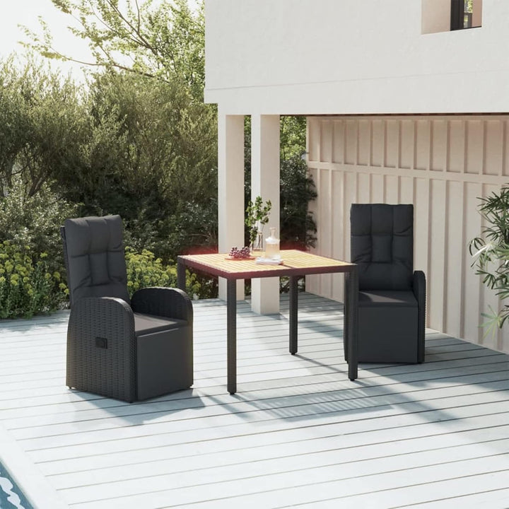 Yolola Rattanmöbel mit 2X Sessel mit Liegefunktion ausgestattet und Beistelltisch, Polyrattan Garten