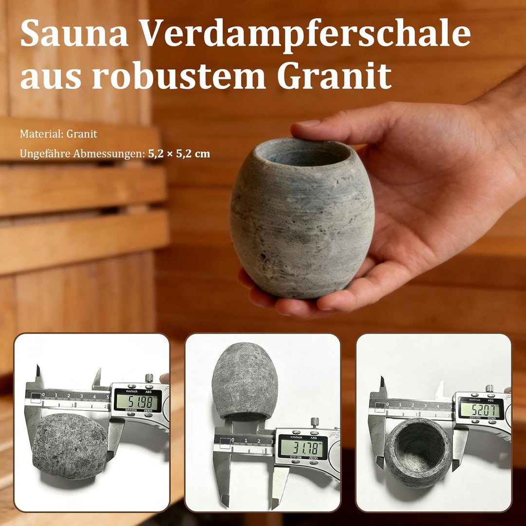 Sauna Verdampferschale aus robustem Granit, Emittiert bei Erwärmung für Mentholkristalle und Saunaöl