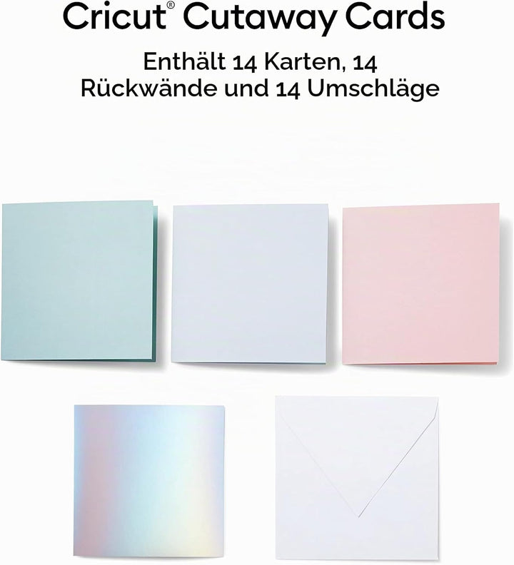 Cricut Cutaway -Karten | Pastell | 12,1 cm x 12,1 cm (Cricut -Grösse S40) | 14-Pack | Zur Verwendung
