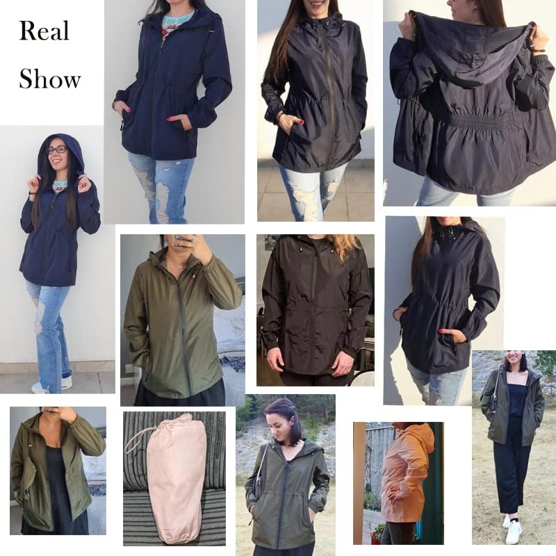 Rapbin Regenjacke Damen Wasserdicht Atmungsaktiv Leicht Outdoorjacke Windbreaker Packbare Regenmante