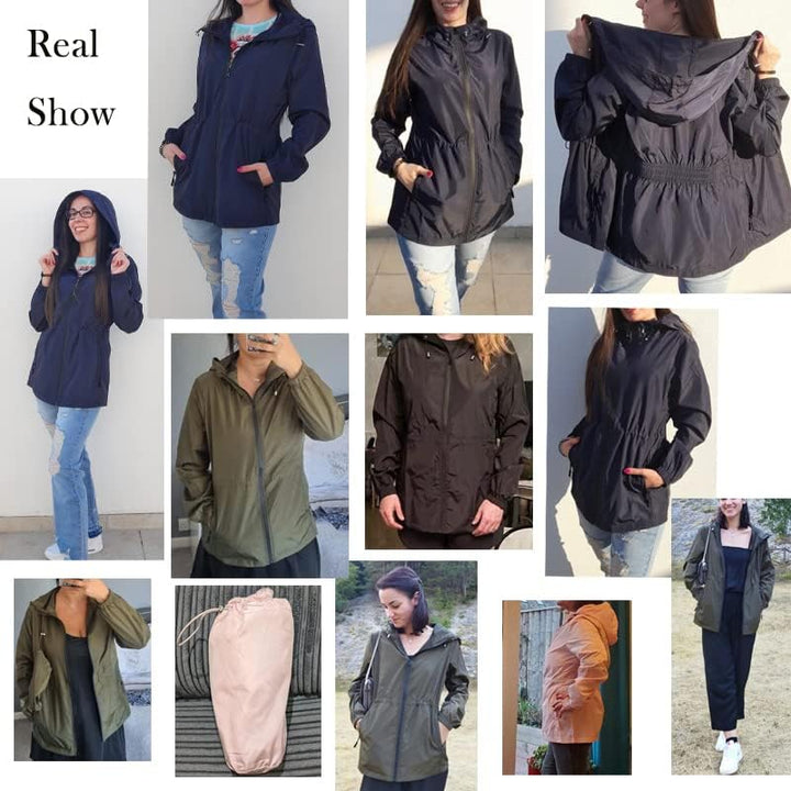 Rapbin Regenjacke Damen Wasserdicht Atmungsaktiv Leicht Outdoorjacke Windbreaker Packbare Regenmante
