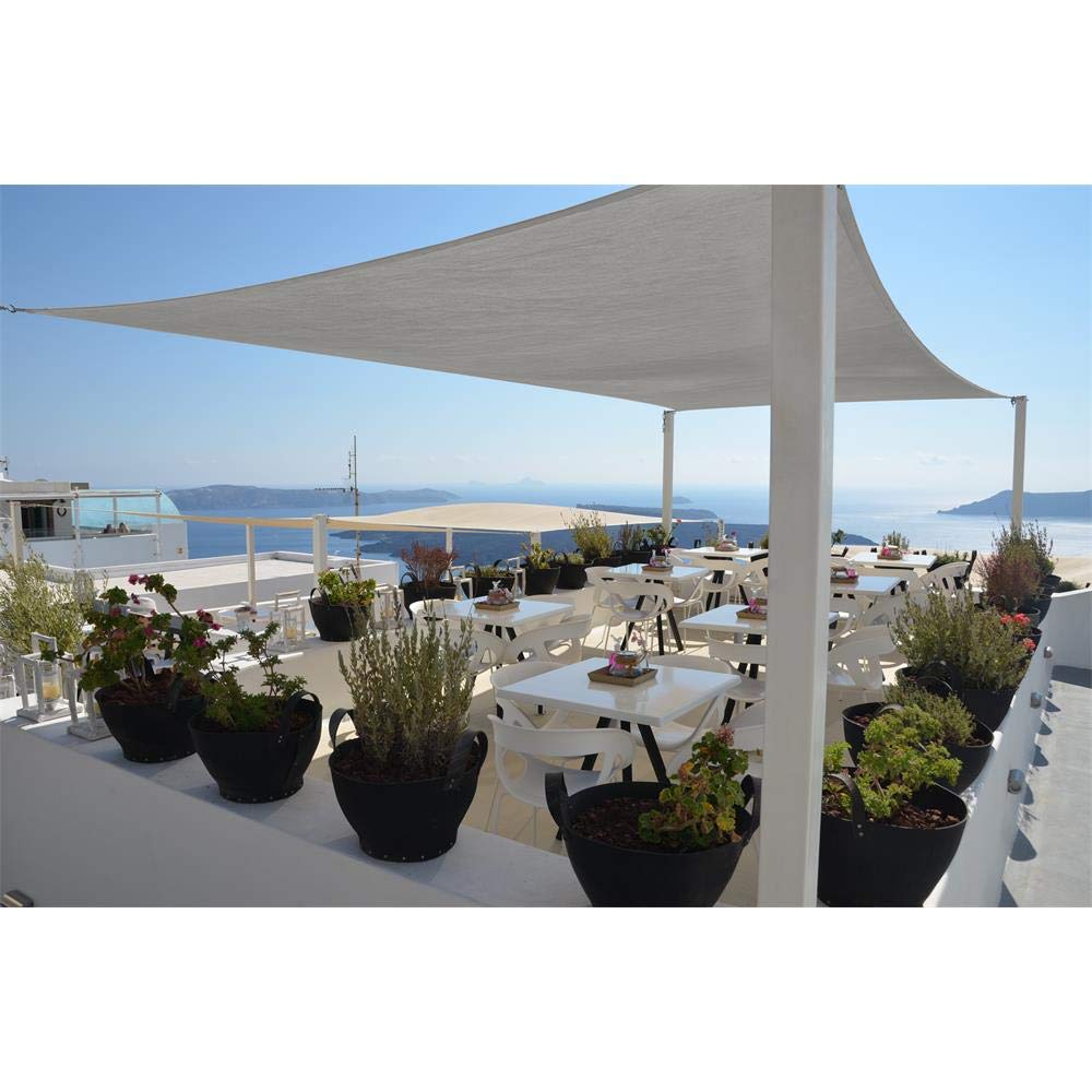 Sonnensegel 5x5m grau rechteckig | wasserfest UV-Schutz Sonnenschutz aus reissfestem Polyester wette
