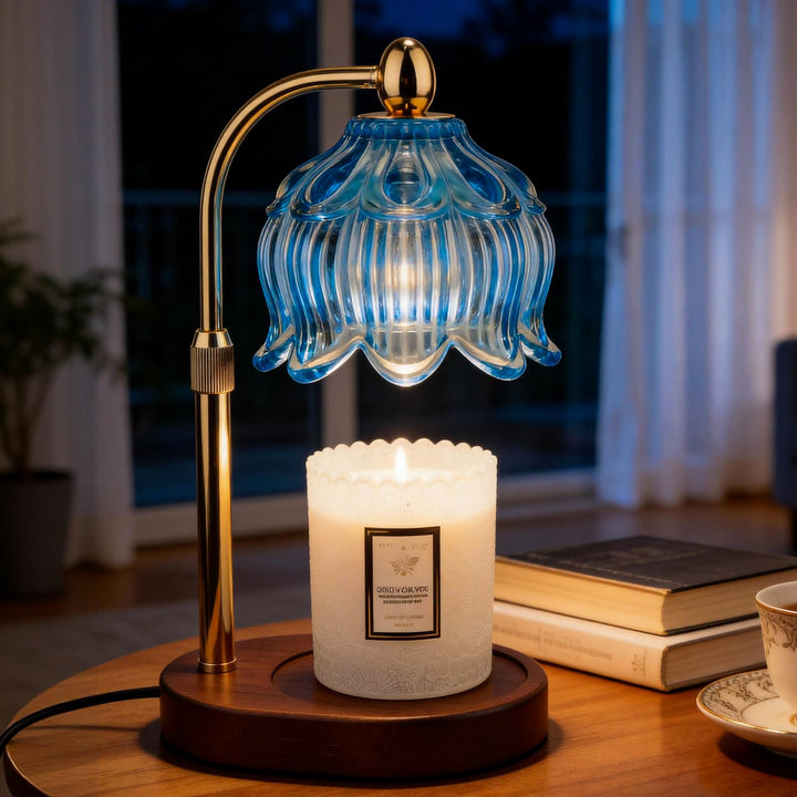 Kerzenwärmer Lampe Dimmer Timer Wachsschmelzer Blau | Elektrischer Wachsschmelzer mit Timer &amp; Dimmer