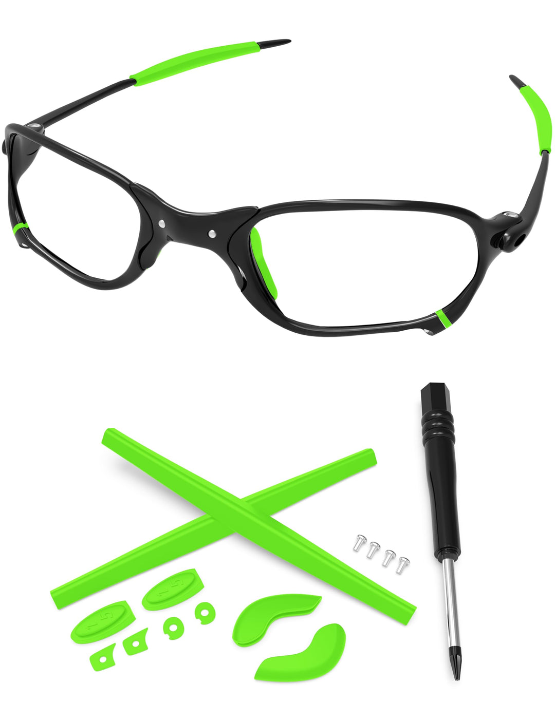 PapaViva Ersatzlinsen & Gummi-Kits für for Oakley Jawbone Vented Grün, Grün