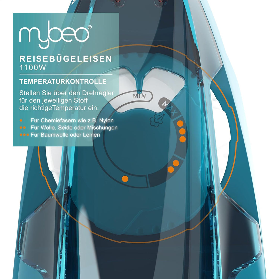 MyBeo - Reisebügeleisen Dampfbügeleisen 1100W - Dual-Voltage 110/230 Volt – mini Bügeleisen mit anti