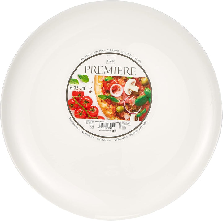 H+H Packung mit 6 Tellern opal Premiere Pizza weiss 32cm 32cm Bianco, 32cm Bianco