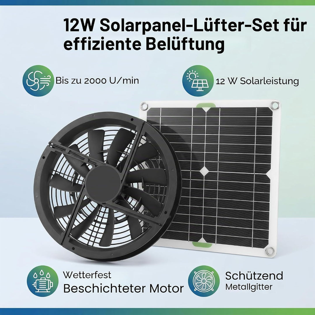 Wasserdichtes solarbetriebenes Lüfter-Kit, 100-W-Solarpanel, runder Lüftungsgehäuse-Abluftventilator
