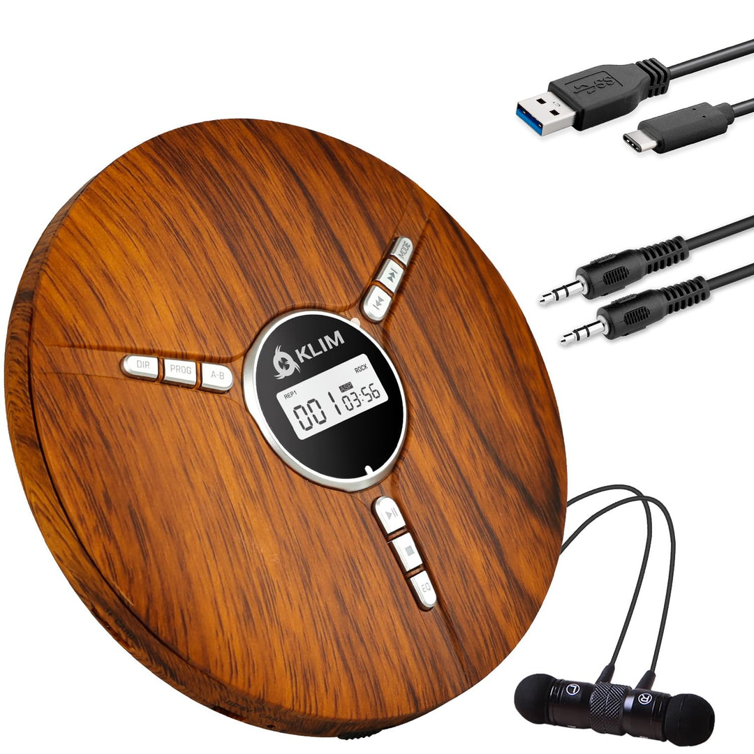 KLIM Discman - Tragbarer CD Player mit eingebautem Akku - NEU - inklusive KLIM Fusion Kopfhörer Komp