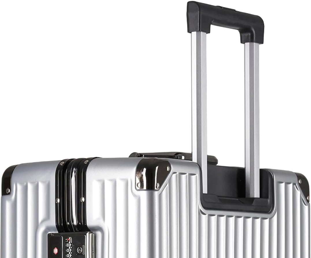 It’Go Aluminium Rahmen Koffer Gross XL (91L) Hartschalenkoffer Reisekoffer Handgepäck Trolley Silber
