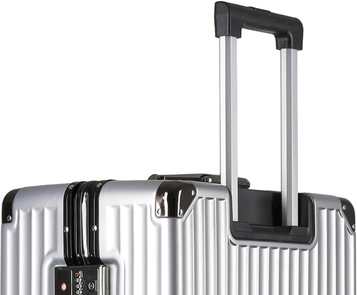 It’Go Aluminium Rahmen Koffer Gross XL (91L) Hartschalenkoffer Reisekoffer Handgepäck Trolley Silber