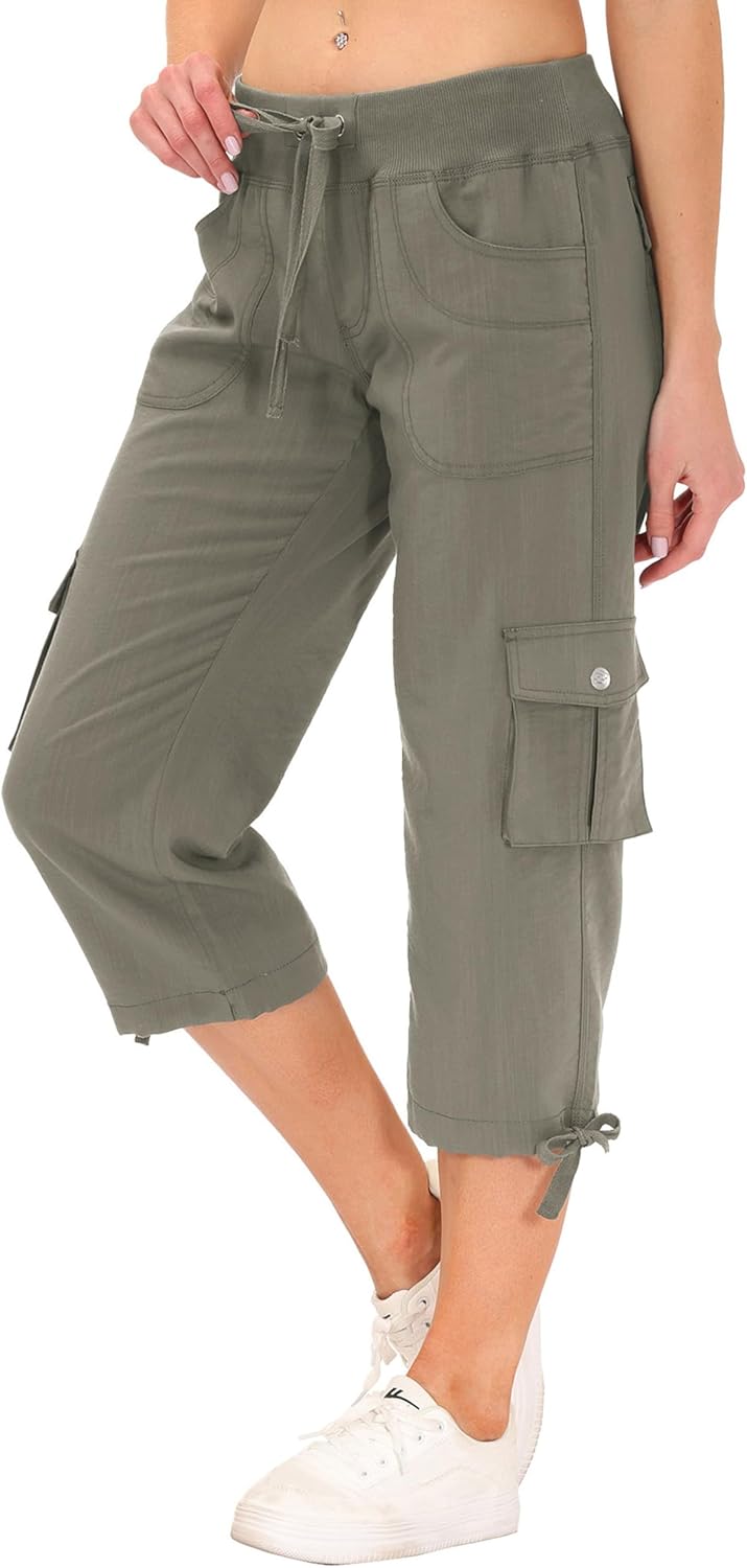 JINSHI Hosen Damen Sommer Cargohose 3/4 Lange Hosen Caprihose Freizeithose Outdoorhose Wanderhose mi