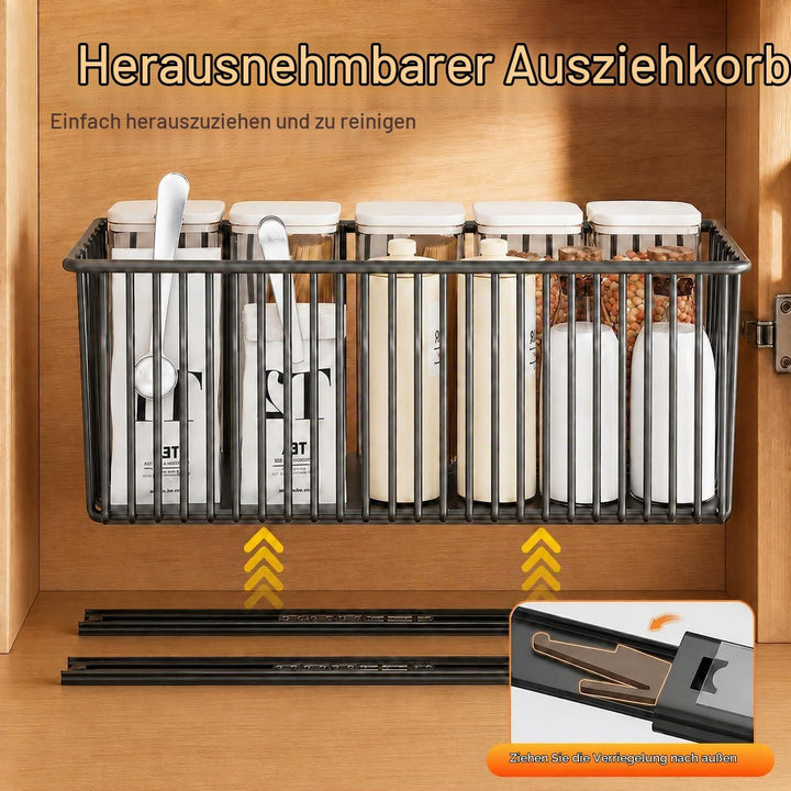 4er Set Ausziehbare Schublade Küche Schmal 15,3cm, Teleskopschublade Ohne Bohren, Nischenregal Schra