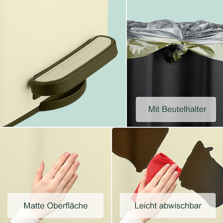 elaxdays Kosmetikeimer, 8 L, Absenkautomatik, entnehmbarer Inneneimer, Metall, Bad Mülleimer, inkl.