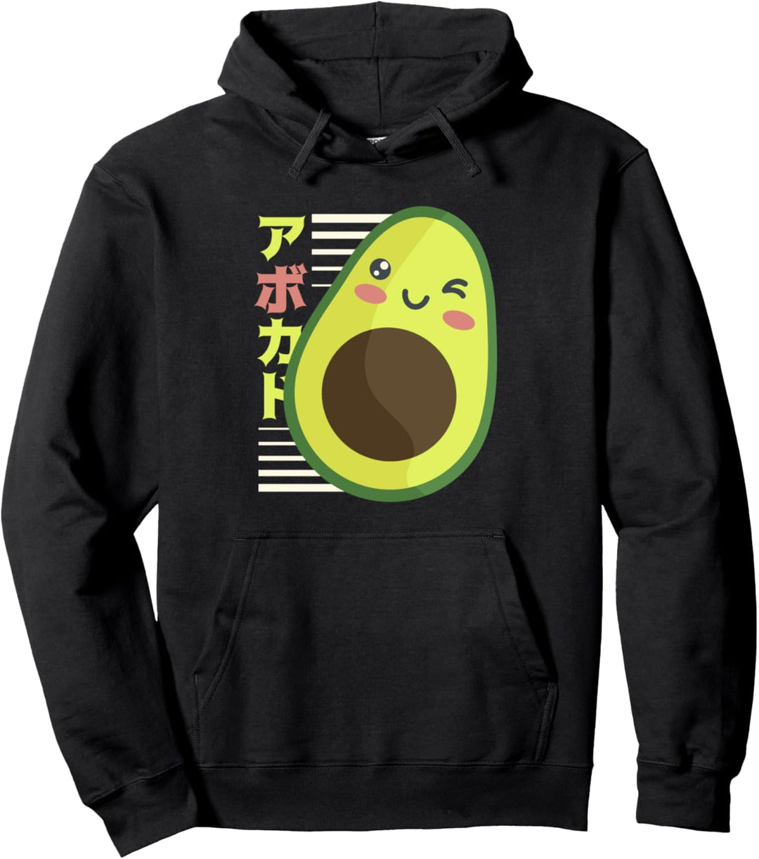 Kawaii Avocado mit japanischer Schrift süsse Grafik Pullover Hoodie