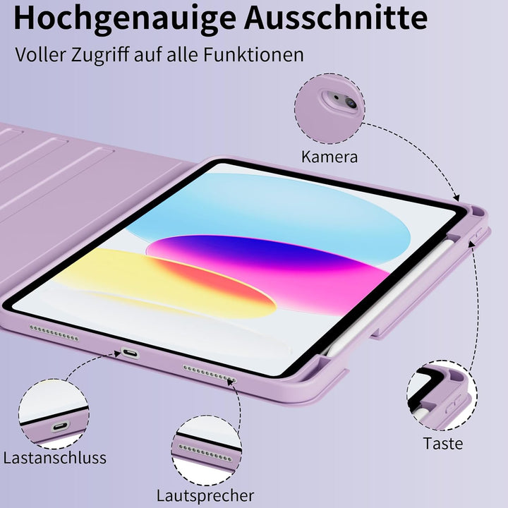 Hülle mit Tastatur für iPad A16 11/10 Gen 11/10,9 Zoll 2025/2022 Hellviolett-2, Hellviolett-2