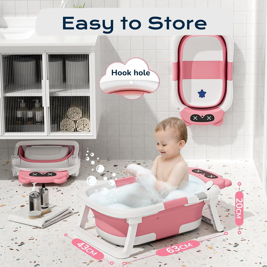 COOSEYA Baby Badewanne, Faltbare Babybadewanne Essentials für Neugeborene 0-12 Monate, Portable Baby