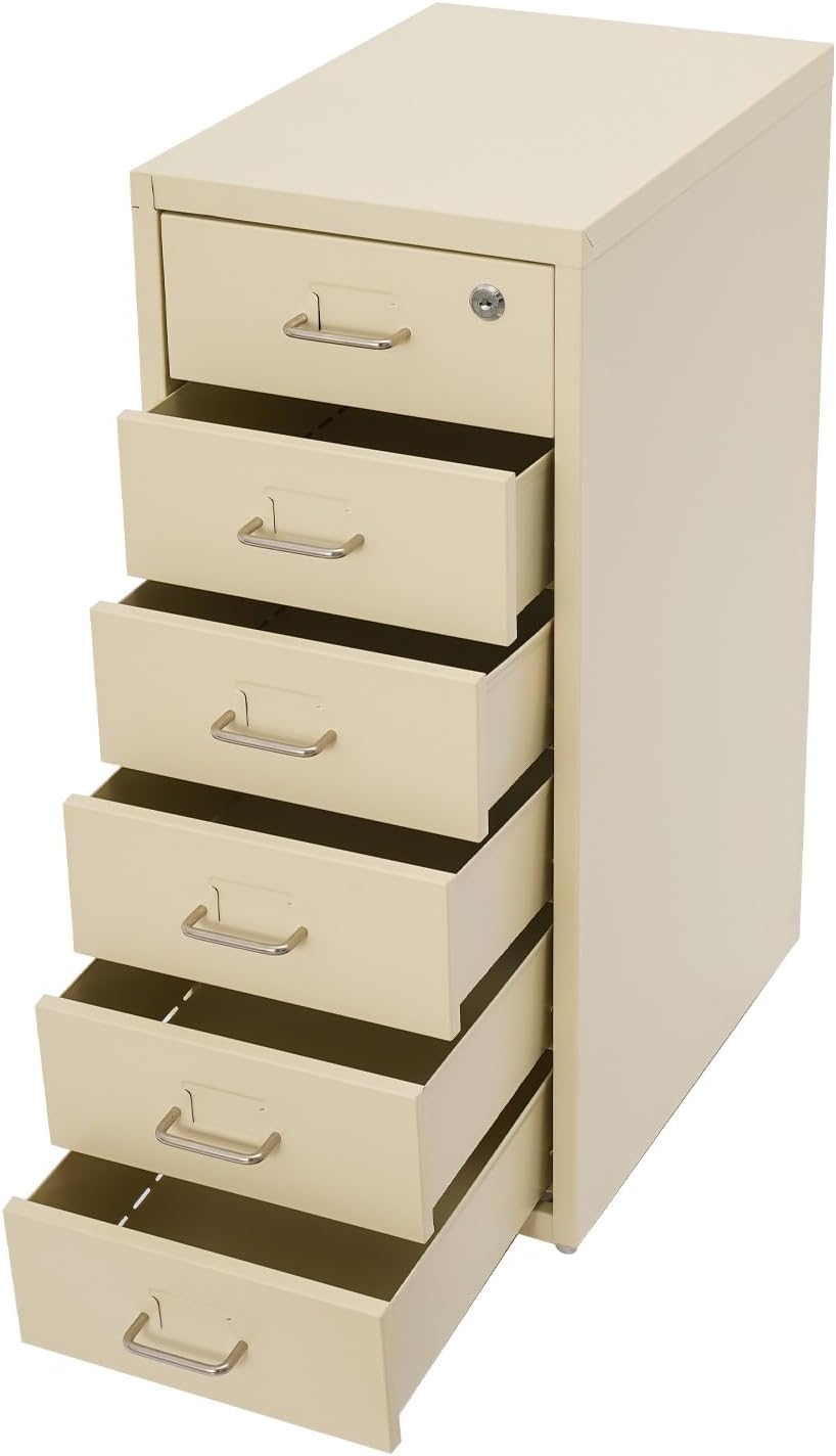 Aktenschrank, Rollcontainer mit 6 Stock Schubladen, Metallschrank Aktenschrank Abschliessbar, Bürosc