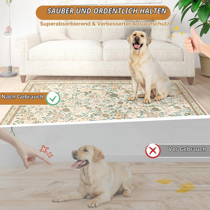 Baodan Welpen Unterlagen Waschbar, 2 Pack PIPI Matten für Hunde mit Blumenmuster inkontinenzunterlag