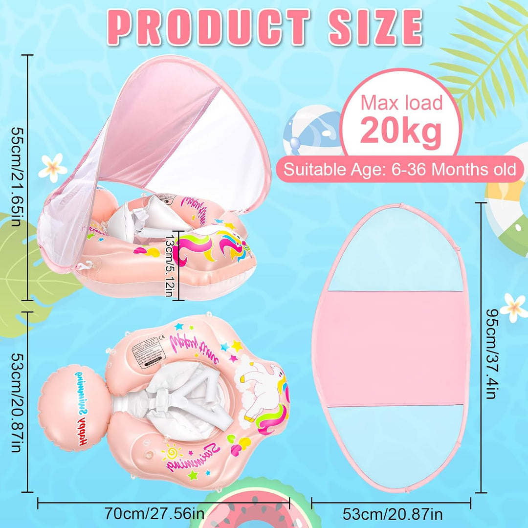 Schwimmring Baby mit Sonnendach Abnehmbarem Sonnendach Schwimmsitz Kleinkinder Schwimmhilfe für Klei