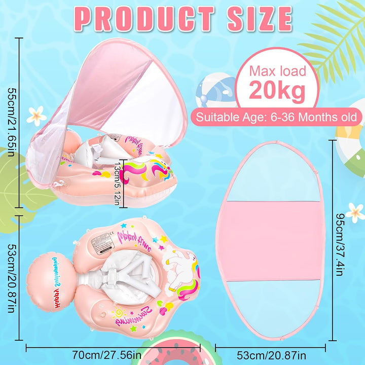 Schwimmring Baby mit Sonnendach Abnehmbarem Sonnendach Schwimmsitz Kleinkinder Schwimmhilfe für Klei