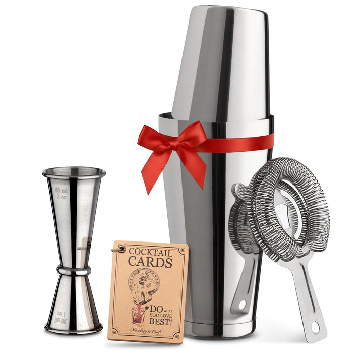 Mixology & Craft Cocktail Set - Cocktail Shaker Edelstahl & Bar Zubehör - Cocktail Mix Set Silber, S