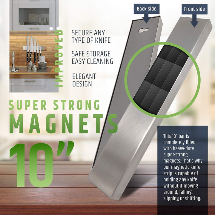 Premium 25cm Magnetleiste Messer für Wand - Extra Starker Messerhalter Magnetisch - Platzsparende Me