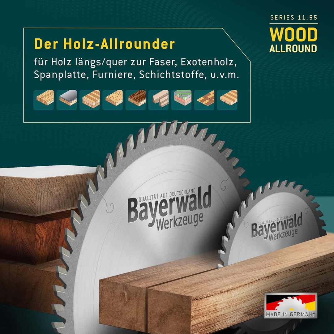 Bayerwald - HM Kreissägeblatt - Ø 300 x 3.2 x 30 | Z=60 GW | Serie 11.55 - Wechselzahn für Längs- &