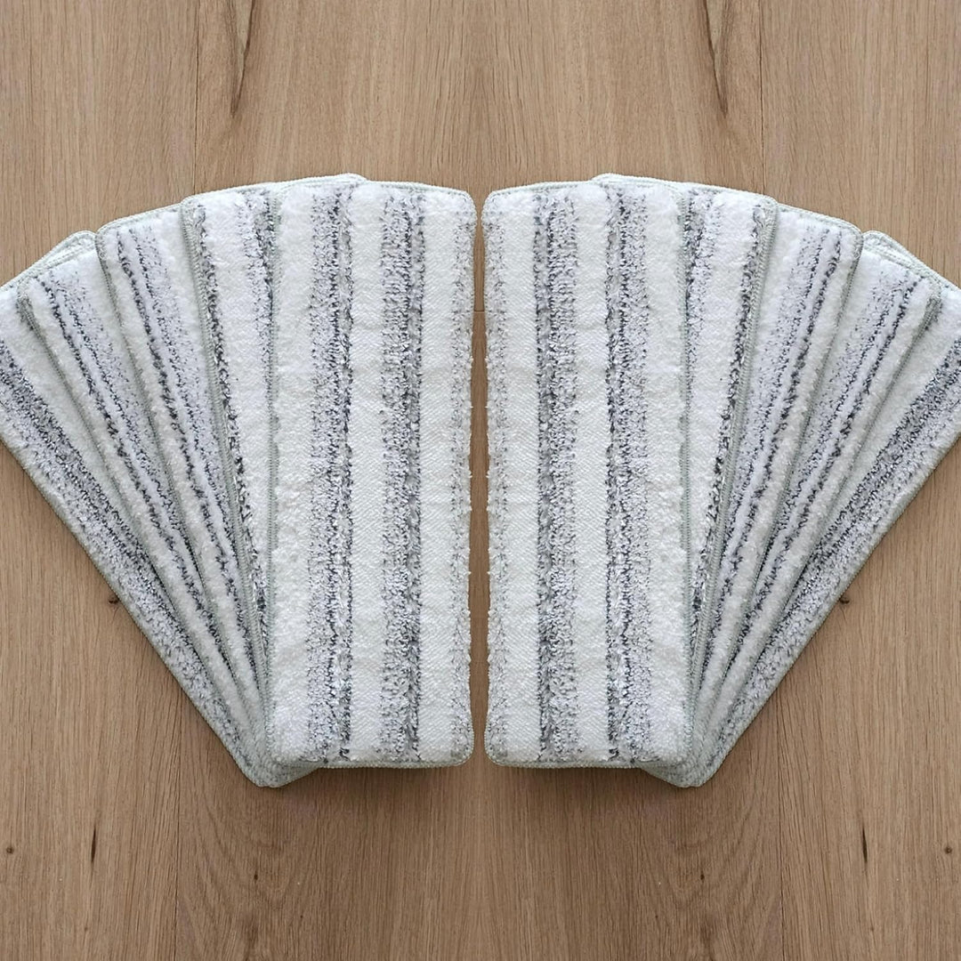 10er Set Flache Wischmopp Pads aus Mikrofaser – Waschbare Reinigungspads 12 x 33 cm – Ersatzpads für